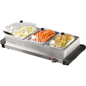 HomeCraft 3 Station 1.5 qt. Stainless Steel Buffet Server & Warming Tray