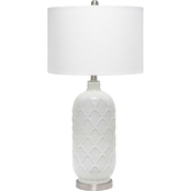 Lalia Home Argyle Classic White 29.25 in. Table Lamp with Fabric Shade
