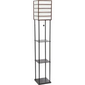 Lalia Home Metal Etagere 60 in. Floor Lamp with Storage Shelves