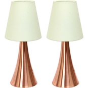Simple Designs Valencia 11.5 in. Mini Touch Table Lamp with Fabric Shade 2 pk.