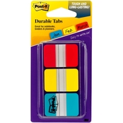 Post-it Durable Red, Yellow and Blue 1 x 1.5 in. Tabs