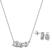 Sterling Silver Cubic Zirconia Necklace and Earrings Set