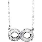 Platinum over Sterling Silver Cubic Zirconia Baguette Infinity Necklace