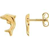 Karat Kids 14K Yellow Gold Dolphin Earrings