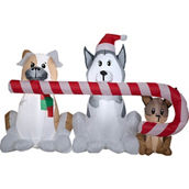 Gemmy Airblown Inflatable Puppies with Big Candy Cane