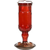 Perky-Pet Red Antique Glass Bottle Hummingbird Feeder 24 oz.