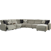 Signature Design by Ashley Colleyville RAF Chaise with Console, 3 Power Recliners