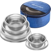 Wealers Stainless Steel Plates and Bowls Camping Set 24 pc.