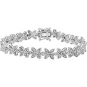 Sterling Silver 1/4 CTW Diamond Floral Bracelet