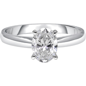 Ray of Brilliance 14K White Gold 1 ct. Lab Grown Oval Diamond Solitaire Ring