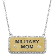 She Shines 14K Over Sterling Silver 1/10 CTW White Diamond Military Mom Necklace