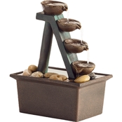 Alpine Indoor and Outdoor 4 Tier Step 8 in. Tabletop Fountain with Rustic Bowls