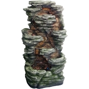 Alpine 51 in. Tall Indoor/Outdoor Waterfall Rock Fountain with LED Lights