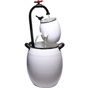 Alpine 19 in. Tall White Barrels and Faucet Tabletop Fountain Decoration
