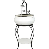 Alpine 32 in. Tall Outdoor Antique Metal Sink Water Fountain and Stand