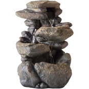 Alpine 11 in. Tall Indoor 3 Tier Tabletop Stone Water Fountain with LED Lights