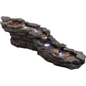 Alpine 19 in. Tall Outdoor Tiering Rocky River Stream Water Fountain & LED Lights