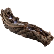 Alpine 26 in. Tall Indoor and Outdoor Wood River Log Fountain with LED Lights
