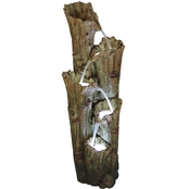 Alpine 65 in. Tall Outdoor 4 Tier Cascading Tree Bark Fountain with LED Lights