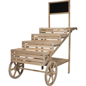 Alpine Wooden Cart Plant and Display Stand with Chalkboard 59 in.