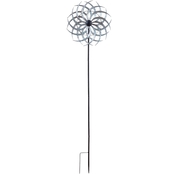 Alpine 58 in. Tall Galvanized Metal Dual Windmill Spinner Stake