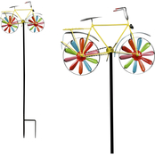 Alpine 42 in. Tall Outdoor Metal Bicycle Wind Spinner Garden Stake Decoration