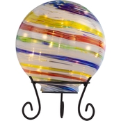 Alpine 8 in. Diameter Indoor/Outdoor Multicolor Glass Gazing Globe with LED Lights