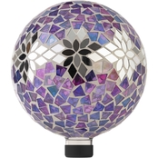 Alpine 10 in. Diameter Glass Mosaic Flower Pattern Gazing Globe