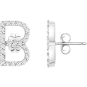 10K White Gold 1/10 CTW Diamond Letter B Earrings