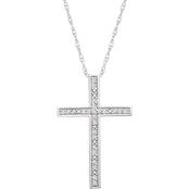 Timeless Love Sterling Silver 1/10 CTW Diamond Cross Pendant