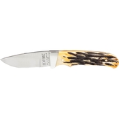 Bear & Son Cutlery Genuine India Stag Bone Drop Point Skinner Knife with Sheath