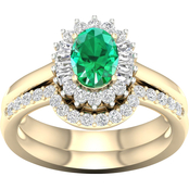 Color Bouquets by Lily 10K Gold 3/8 CTW Diamond and Genuine Emerald Bridal Set