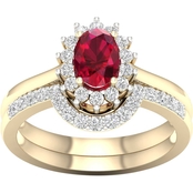 Color Bouquets by Lily 10K Gold 3/8 CTW Diamond and Genuine Ruby Bridal Set