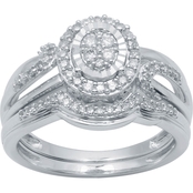 Sterling Silver 1/3 CTW Diamond Bridal Ring Set Size 7