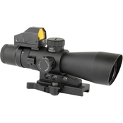 NcSTAR 3-9 x 42mm P4 Sniper Reticle Rifle Scope with Micro Red Dot Black