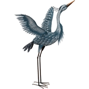 Regal Arts Metallic Blue Heron Wings Up Statue