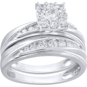 10K White Gold 1/2 CTW Diamond Bridal Set Size 7