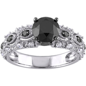 Sofia B. 10K White Gold 2 CTW Black and White Diamond Filigree Engagement Ring