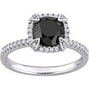 Sofia B. 10K White Gold 2 CTW Black and White Diamond Halo Engagement Ring