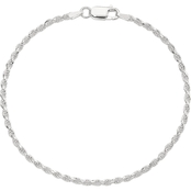 Sterling Silver 2.25mm Diamond Cut Rope Chain Bracelet