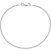 Sterling Silver 1.5mm Diamond Cut Rope Chain Bracelet