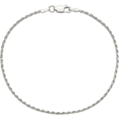 Sterling Silver 1.7mm Diamond Cut Rope Chain Bracelet