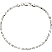 Sterling Silver 2.5mm Diamond Cut Rope Chain Bracelet