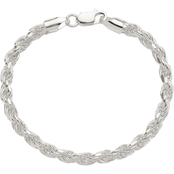 Sterling Silver 5.75mm Diamond Cut Rope Chain Bracelet