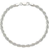 Sterling Silver 4.3mm Solid Rope Chain Bracelet
