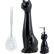 Allure 3 pc. Cat Toilet Brush Holder and Lotion Pump Set