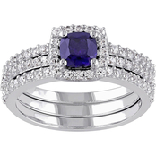 Sofia B. Sterling Silver Lab Created Blue Sapphire 3 pc. Bridal Set
