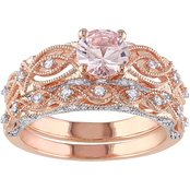 Sofia B. 10K Rose Gold Morganite and 1/4 CTW Diamond Bridal Set