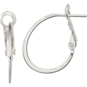Sterling Silver 1.5mm Oval Omega Back Hoop Earrings