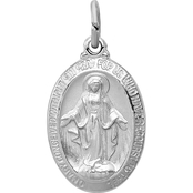 Sterling Silver Rhodium Plated Miraculous Medal Charm